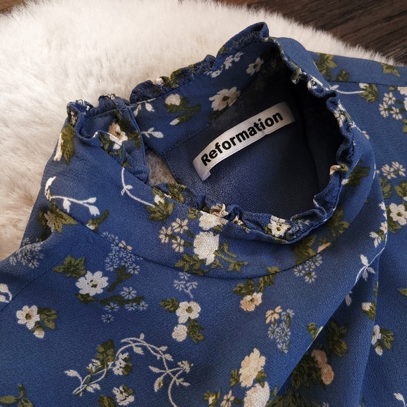 NWOT Reformation Jourdan Bridgerton Regency Floral Ruffle Mini Dress - Picture 3 of 11